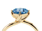 Cushion Cut Bypass Solitaire Engagement Ring Setting for a Fancy Blue Lab-Grown Diamond | Plain Band | Yellow Gold