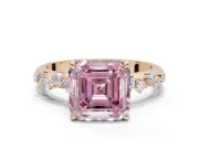 Asscher Cut Graduated Solitaire Engagement Ring Setting for a Fancy Pink Lab-Grown Diamond | Rose Gold