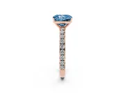 Radiant Cut Pave Solitaire Engagement Ring Setting for a Fancy Blue Lab-Grown Diamond | Shared Prong Band | Rose Gold