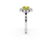 Asscher Cut Milgrain Cluster Halo Engagement Ring Setting for a Fancy Yellow Lab-Grown Diamond | Plain Band | Platinum