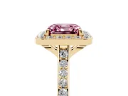 Asscher Cut Halo Engagement Ring Setting for a Fancy Pink Lab-Grown Diamond | Yellow Gold - Design NV-24729
