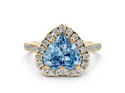 Heart-Shaped Halo Engagement Ring Setting for a Fancy Blue Lab-Grown Diamond | Tapered Band | Yellow Gold