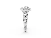 Heart-Shaped Vintage Filigree Halo Engagement Ring Setting | Scroll Shoulders | White Gold