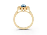Emerald Cut Milgrain Cluster Halo Engagement Ring Setting for a Fancy Blue Lab-Grown Diamond | Plain Band | Yellow Gold