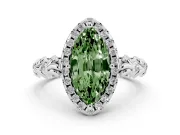Marquise Leaf Halo Engagement Ring Setting for a Fancy Green Lab-Grown Diamond | Platinum