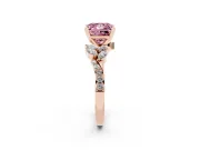 Princess Cut Floral Engagement Ring Setting for a Fancy Pink Lab-Grown Diamond | Marquise Side Stones | Rose Gold