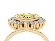 Oval Bezel Halo Engagement Ring Setting for a Fancy Yellow Lab-Grown Diamond | Yellow Gold