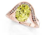 Oval Bypass Engagement Ring Setting for a Fancy Yellow Lab-Grown Diamond | Pavé Ribbon | Rose Gold
