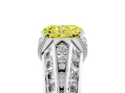 Fancy Yellow Radiant Cut Diamond Vintage-Inspired Milgrain Ring Set in Silver with Accent Split Shank