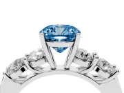 Cushion Cut Five Stone Engagement Ring Setting for a Fancy Blue Lab-Grown Diamond | Plain Band | Sterling Silver