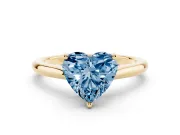 Heart-Shaped Cathedral Engagement Ring Setting for a Fancy Blue Lab-Grown Diamond | Yellow Gold