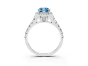 Cushion Cut Accented Halo Engagement Ring Setting for a Fancy Blue Lab-Grown Diamond | Platinum
