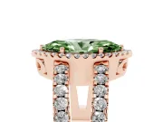 Fancy Green Marquise Cut Diamond Halo Ring Set in Rose gold with Pavé Split Shank and Prong Setting