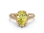 Pear-Shaped Hidden Halo Engagement Ring Setting for a Fancy Yellow Lab-Grown Diamond | Pavé Band | Yellow Gold