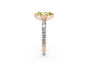 Fancy Yellow Marquise Cut Diamond Solitaire Ring Set in Rose gold with Shared Prong Pavé Band