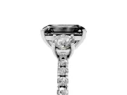 Emerald Cut Three Stone Engagement Ring Setting for a Black Center | Pavé Shoulders | Platinum