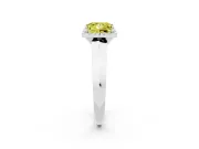 Fancy Yellow Princess Cut Diamond Halo Ring Set in Platinum with Cathedral Band and Prong Setting
