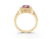 Princess Cut Milgrain Halo Engagement Ring Setting for a Fancy Pink Lab-Grown Diamond | Graduated Pavé | Yellow Gold