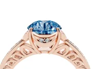 Round Floral Pavé Engagement Ring Setting for a Fancy Blue Lab-Grown Diamond | Rose Gold