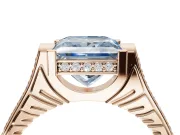 Princess Cut Vintage Cathedral Engagement Ring Setting for a Fancy Blue Lab-Grown Diamond | Carved Band | Rose Gold