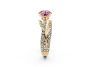Round Twisted Pavé Engagement Ring Setting for a Fancy Pink Lab-Grown Diamond | Yellow Gold