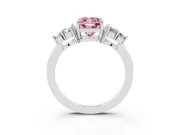 Fancy Pink Cushion Cut Diamond Solitaire Ring Set in White gold with Cluster Accents on Each Side