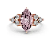 Marquise Cluster Side Stone Engagement Ring Setting for a Fancy Pink Lab-Grown Diamond | Rose Gold