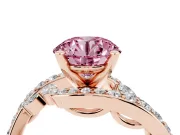 Round Bypass Engagement Ring Setting for a Fancy Pink Lab-Grown Diamond | Rose Gold