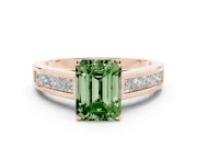 Emerald Cut Channel Engagement Ring Setting for a Fancy Green Lab-Grown Diamond | Rose Gold