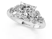 Princess Cut Side Stone Engagement Ring Setting | Triangle Side Clusters | Platinum