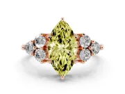 Marquise Cluster Side Stone Engagement Ring Setting for a Fancy Yellow Lab-Grown Diamond | Rose Gold