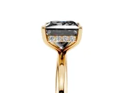 Fancy Black Princess Cut Diamond Solitaire Ring Set in Yellow gold with Thin Band and Prong Setting