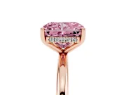 Radiant Cut Micro-Prong Hidden Halo Engagement Ring Setting for a Fancy Pink Lab-Grown Diamond | Plain Band | Rose Gold