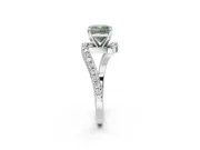 Cushion Cut Bypass Pavé Engagement Ring Setting for a Fancy Green Lab-Grown Diamond | Platinum