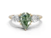 Pear-Shaped 3-Stone Engagement Ring Setting for a Fancy Green Lab-Grown Diamond | Yellow Gold