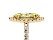 Marquise Pave Halo Engagement Ring Setting for a Fancy Yellow Lab-Grown Diamond | Pave Band | Yellow Gold