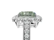 Radiant Cut Vintage Halo Engagement Ring Setting for a Fancy Green Lab-Grown Diamond | Sterling Silver