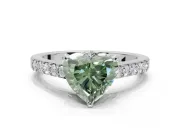 Heart-Shaped Pavé Solitaire Engagement Ring Setting for a Fancy Green Lab-Grown Diamond | Crossover Gallery | Platinum