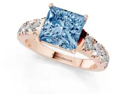 Princess Cut Engagement Ring Setting for a Fancy Blue Lab-Grown Diamond | Rose Gold - Design NV-24643