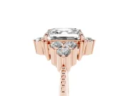 Asscher Cut Vintage Cluster Engagement Ring Setting | Beaded Edges | Rose Gold