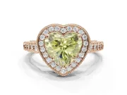 Heart-Shaped Graduated Milgrain Halo Engagement Ring Setting for a Fancy Yellow Lab-Grown Diamond | Rose Gold