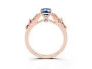 Emerald Cut Leaf Solitaire Engagement Ring Setting for a Fancy Blue Lab-Grown Diamond | Rose Gold