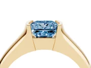 Princess Cut Half Bezel Solitaire Engagement Ring Setting for a Fancy Blue Lab-Grown Diamond | Wide Band | Yellow Gold
