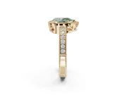 Pear-Shaped Milgrain Halo Engagement Ring Setting for a Fancy Green Lab-Grown Diamond | Wide Pavé Band | Yellow Gold