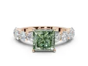 Princess Cut Engagement Ring Setting for a Fancy Green Lab-Grown Diamond | Rose Gold - Design NV-24455