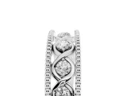 Round Diamond Twist Band Set in Silver with Milgrain Bezel Setting