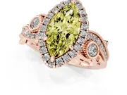 Fancy Yellow Marquise Cut Diamond Halo Ring Set in Rose gold with Milgrain Pavé Band and Prong Setting