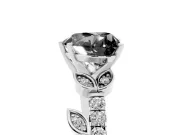 Heart-Shaped Leaf Pavé Engagement Ring Setting for a Black Center | Leaf Motif Shoulders | Platinum