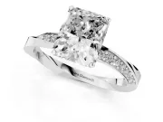 Radiant Cut Diamond Engagement Ring Set in Platinum with Side Stone Accents and Prong Setting