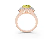 Heart-Shaped Scalloped Halo Engagement Ring Setting for a Fancy Yellow Lab-Grown Diamond | Pear Side Stones | Rose Gold